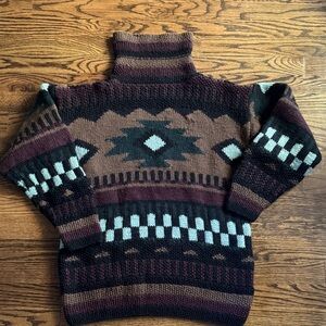 Vintage WoolCricket Ralph Lauren looking Multicolor Patterned Turtleneck Sweater